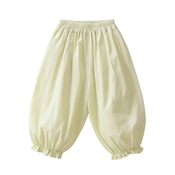 WOYY Girls Ruffle Baggy Pants Loose Lightweight Trousers Summer Bloomers Slacks