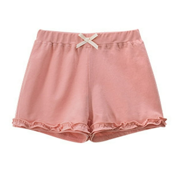 WOYY Girls Ruffle French Terry Shorts Solid Plain Pull-On Active Shorts, Sizes 1-7