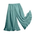 thumbnail image 1 of WOYY Girls Ruffle Wide Leg Pants Casual Lightweight High Rise Pull-On Flowy Pants, 1 of 3