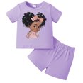 thumbnail image 1 of WOYY Infant Girls Short Sleeve Graphic T-Shirt and Shorts Outfit Set, 2-Piece, 1 of 2