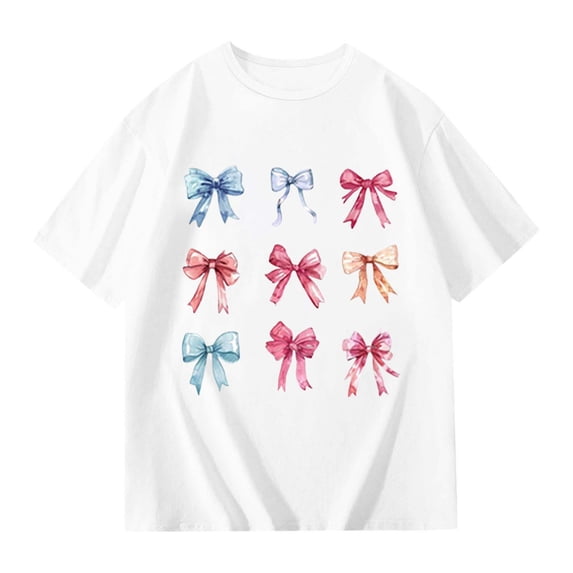 WOYY Infant Girls Short Sleeve Loose T-Shirt Bow Lightweight Casual T Shirt, Sizes 12-24M