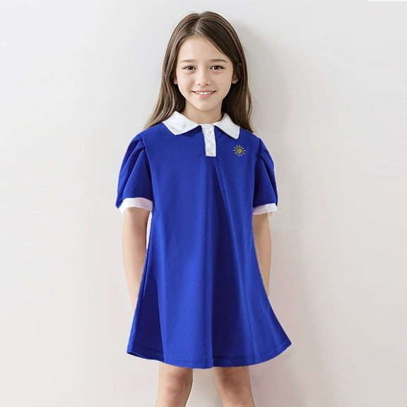 WOYY Infant Girls Short Sleeve Polo Dress Summer Casual Dress, Sizes 1-9