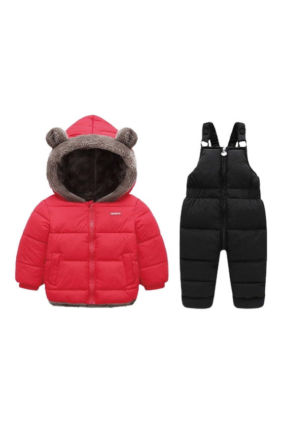 Infant Girls Snowsuit Winter Fleece Padded Hooded Coat Overalls Ski Suit, Sizes 18-24M