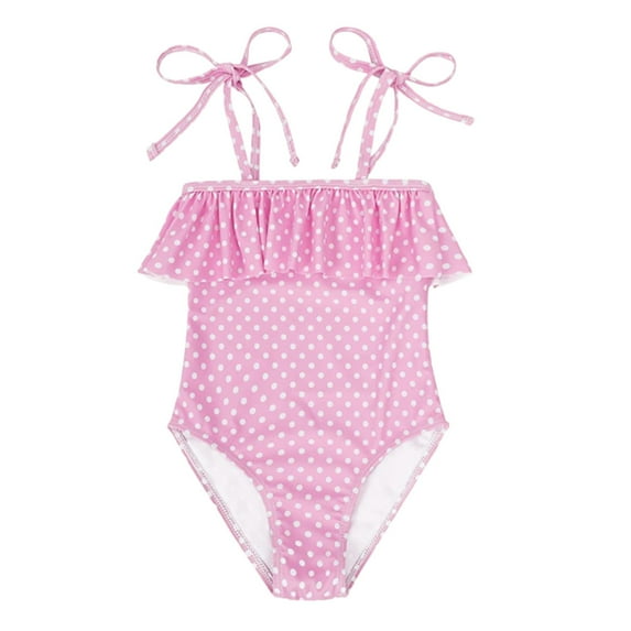 WOYY Girls Spaghetti Strap Ruffle One-Piece Swimsuit Bathing Suit, Sizes 12M-5T