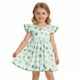 thumbnail image 1 of WOYY Infant Girls Summer Dress Clover Print Flutter Sleeves Casual Dress, Sizes 12-18M, 1 of 3