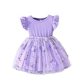 thumbnail image 1 of WOYY Infant Girls Summer Dress Mesh Flower Ribbed Dress with Flutter Sleeve, Sizes 12-18M, 1 of 6