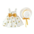 thumbnail image 1 of WOYY Infant Girls Summer Outfits Cherry Print Bow Sleeveless Dress with Hat, Sizes 12-18M, 1 of 8
