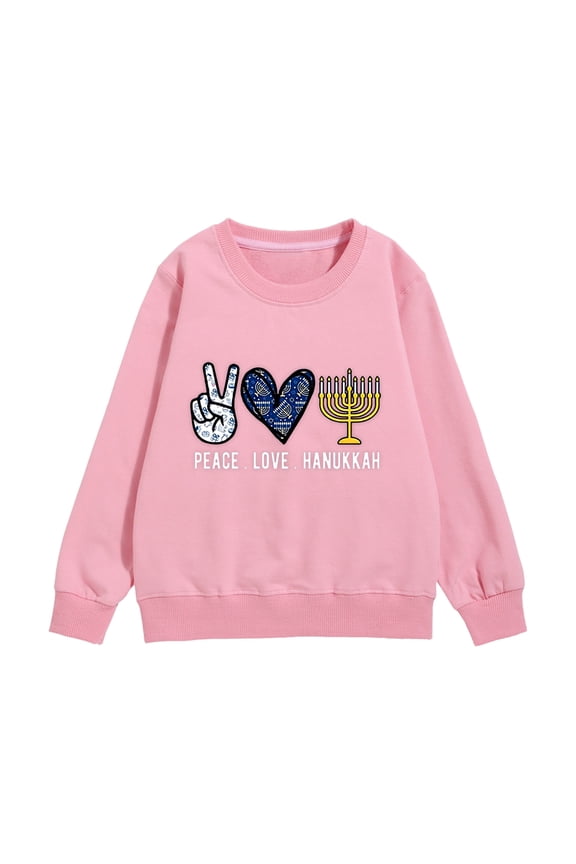 Girls Sweatshirt Hanukkah Menorah Crewneck Pullover Top Clothes for Girl, Sizes 18-24M