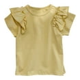 thumbnail image 1 of WOYY Girls T-Shirt Ruffle Short Sleeve Crewneck T Shirt Solid Casual Summer Tshirt, 1 of 3