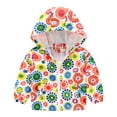 thumbnail image 1 of WOYY Girls Windbreaker Cartoon Prints Sun Protection Hooded Jacket, 1 of 4