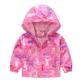 thumbnail image 1 of WOYY Girls Windbreaker Cartoon Prints Sun Protection Hooded Jacket, 1 of 5