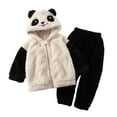 thumbnail image 1 of WOYY Infant Girls Winter Outfits Flannel Panda Rabbit Hoodie Pants Soft Warm Loungewear, 1 of 3