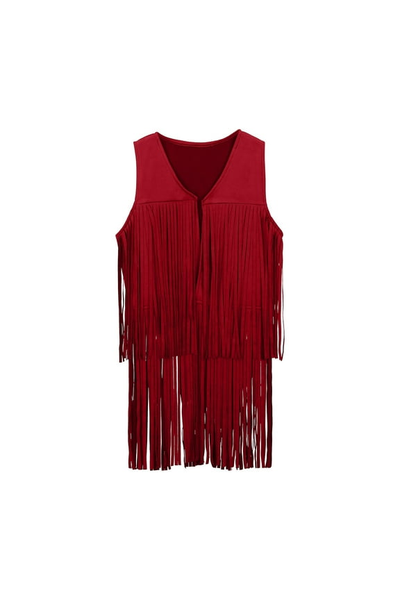 Kids Boys Cowboy Vest Open Front Tassel Waistcoat Party Dress Up Costume, Sizes 3-12