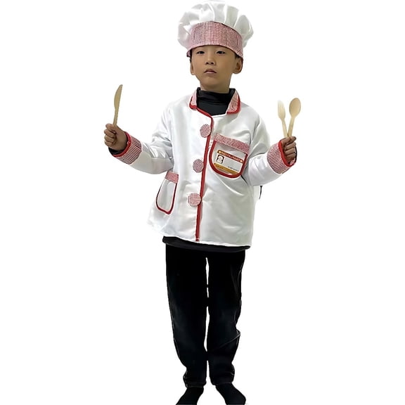WOYY Kids Chef Dress Up Outfits Party Pretend Play Chef Co_stume for Children, Sizes 3-4