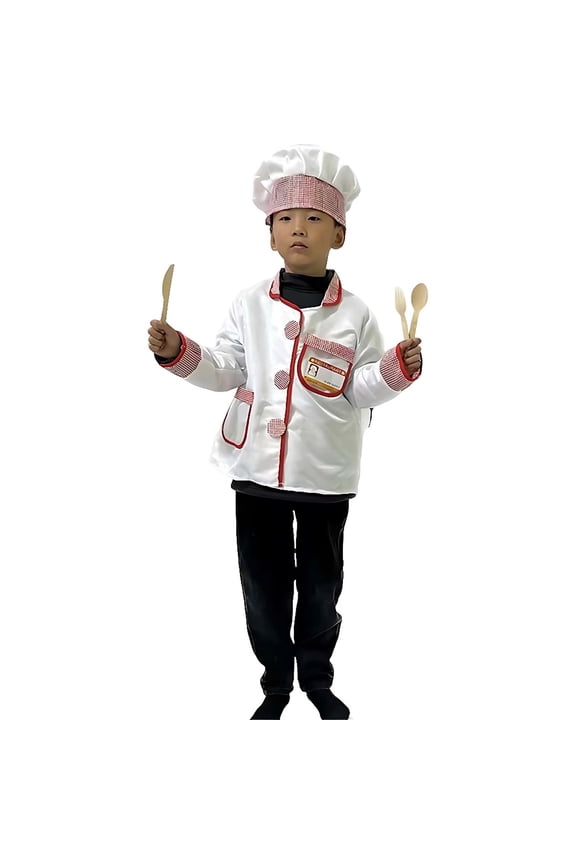 Kids Chef Dress Up Outfits Party Pretend Play Chef Co_stume for Children, Sizes 5-6
