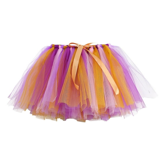 WOYY Kids Girls Holiday Party Ballet Skirt Color Block Tulle Tutu Skirt, Sizes 2-12
