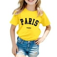 thumbnail image 1 of WOYY Kids Girls T-Shirt Paris Print Short Sleeve T Shirt Summer Casual Tshirt, Sizes 2-12, 1 of 3
