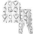 thumbnail image 1 of WOYY Kids Halloween Pajama Set Ghost Print Soft Long Sleeve Top Pants Sleepwear, 2-Piece, 1 of 3