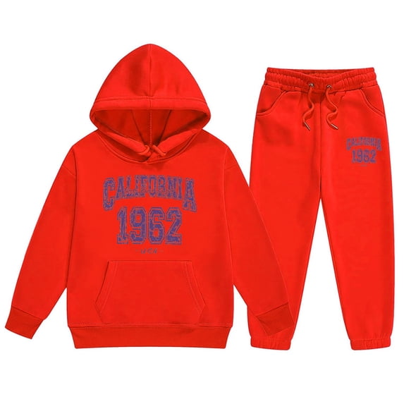 WOYY Kids Sweatsuit Letter Print Pullover Hoodie Sweatpants Outfits for Boy & Girl