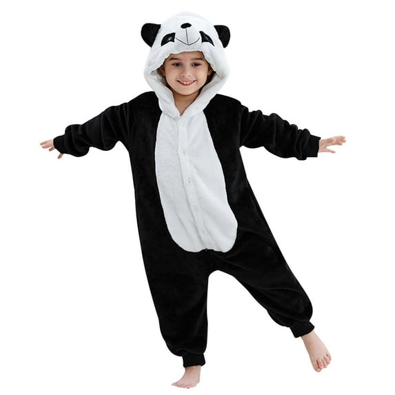 WOYY Kids Unisex Animal Flannel Onesies Cute Hooded Jumpsuit Pajama, Sizes 5-6