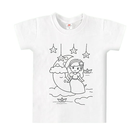 WOYY Little Boy's Coloring T-Shirt Kids Diy Hand Painted Short Sleeve Cotton T Shirt