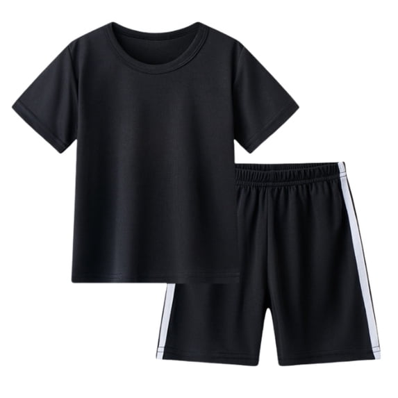 WOYY Little Boys Active Outfits Quick Dry Short Sleeve T-Shirt Shorts Tracksuit, Sizes 5-6