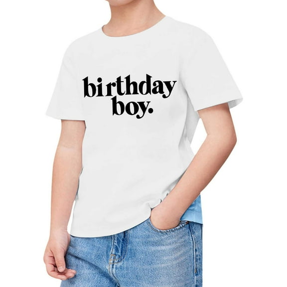WOYY Little Boys Birthday T-Shirt Letter Print Short Sleeve Tee Summer Casual T Shirt