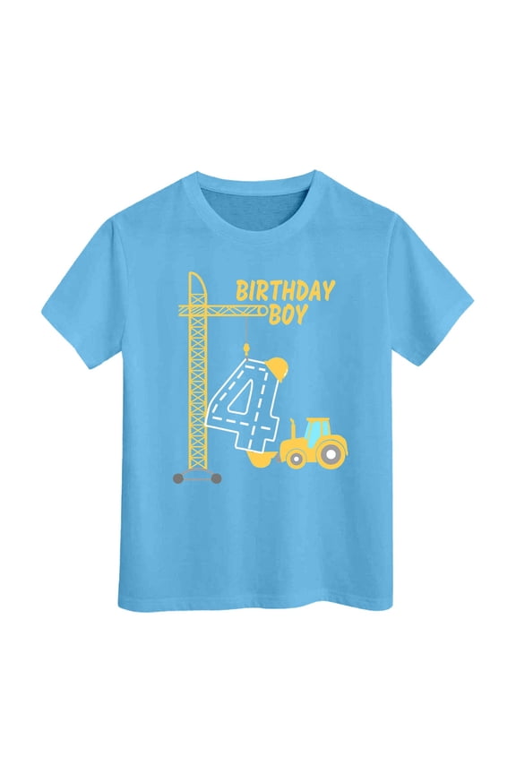 Little Boys Birthday T Shirt Short Sleeves Graphic T-Shirt Kids Active Tee Shirt