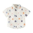thumbnail image 1 of WOYY Little Boys Button-Up Shirt Cartoon Print Short Sleeve Beach Summer Shirt for Kids, 1 of 6