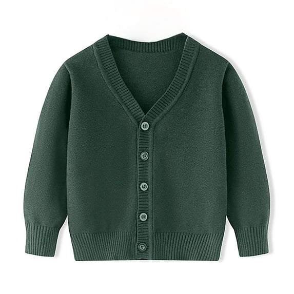 WOYY Little Boys Cardigan Sweater V Neck Long Sleeve Button-Up Knit Coat, Sizes 5-6