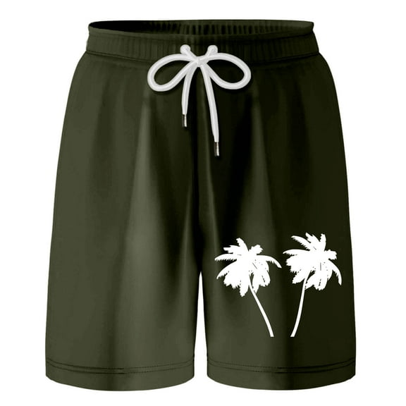WOYY Little Boys Coconut Tree Print Beach Shorts Casual Pull-On Shorts, Sizes 6-7Y