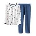 thumbnail image 1 of WOYY Little Boys Cotton Pajama Sets Snug Fit Long Sleeve Top Pants Loungewear Kids PJs, 1 of 3