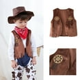 thumbnail image 1 of WOYY Little Boys Cowboy Costume Solid Vest Sleeveless Tassal Jacket Kids Fancy Dress Up, 1 of 5