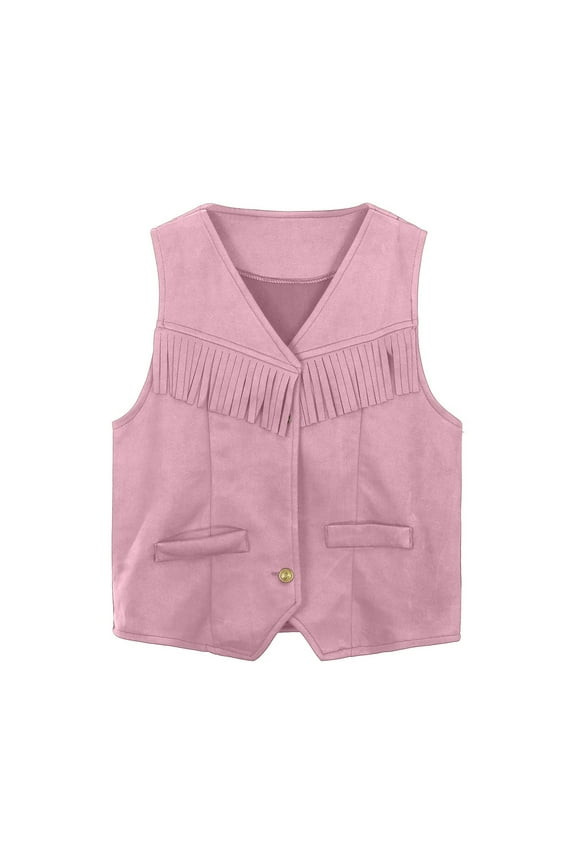 Little Boys Cowboy Vest Open Front Tassel Waistcoat Party Dress Up Vest, Sizes 3-12
