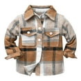 thumbnail image 1 of WOYY Little Boys Fall Plaid Jacket Long Sleeve Button Down Shirt Cardigan, Sizes 5-6, 1 of 3