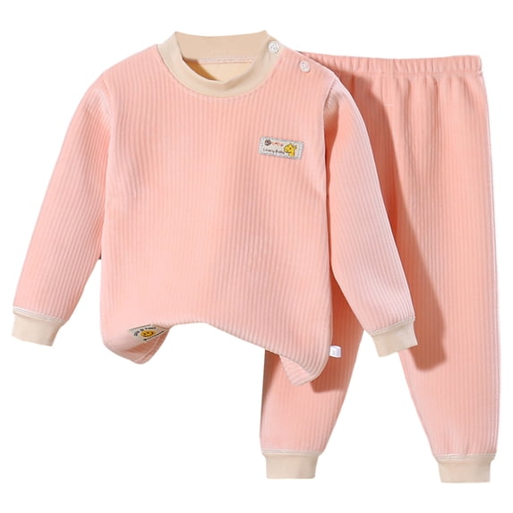 WOYY Little Boys -Lined Sleepwear Long Sleeve Top Pants Thermal Underwear Base Layer Kids 2Pcs Set, Sizes 5-6