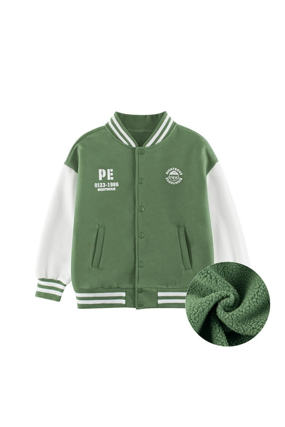 Little Boys Hoodie Thick Warm Baseball Jacket Zip-Up Sport Bomber Jacket