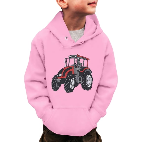 WOYY Little Boys Hoodie Truck Print Pullover Hooded Sweatshirt for Kids, Sizes 5-6