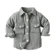 thumbnail image 1 of WOYY Little Boys Houndstooth Long Sleeve Shirt Fall Coat Casual Button Down Shirt Jacket, 1 of 3