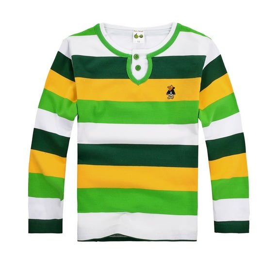WOYY Little Boys Long Sleeve Casual Striped Henley T-Shirt Kids Cotton Casual T Shirt