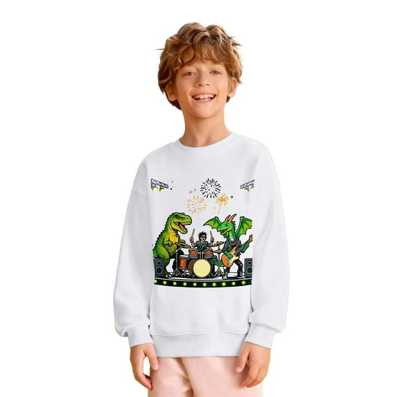 WOYY Little Boys Long Sleeve Graphic Sweatshirt Casual Loose Pullover Top, Sizes 5-6