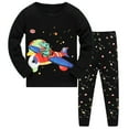 thumbnail image 1 of WOYY Little Boys Matching Pajama Sets Cartoon Dinosaur Print Sleepwear 2Pcs Kids Homewear, 1 of 4