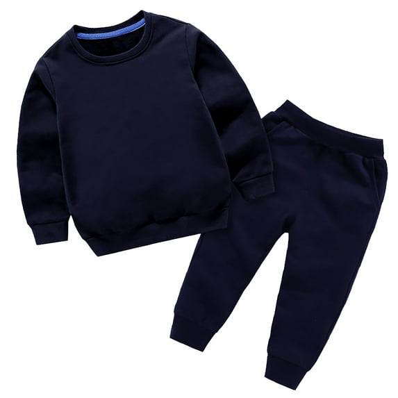 WOYY Little Boys Outfits Solid Color Long Sleeve Pullover Sweatshirt Pants 2Pcs Clothes Set, Sizes 5-6Y