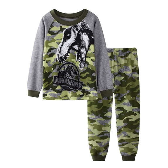 WOYY Little Boys Pajama Set Graphic Long Sleeve Top Pants Sleepwear Loungewear, 2-Piece