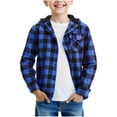 thumbnail image 1 of WOYY Little Boys Plaid Hooded Shirt Jacket Long Sleeve Unisex Casual Outerwear, Sizes 5-6, 1 of 8