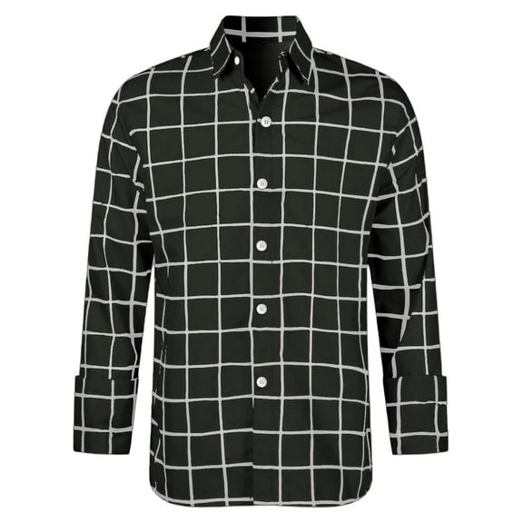 WOYY Little Boys Plaid Long Sleeve Shirt Unisex Casual Button Down Shirt, Sizes 5-6