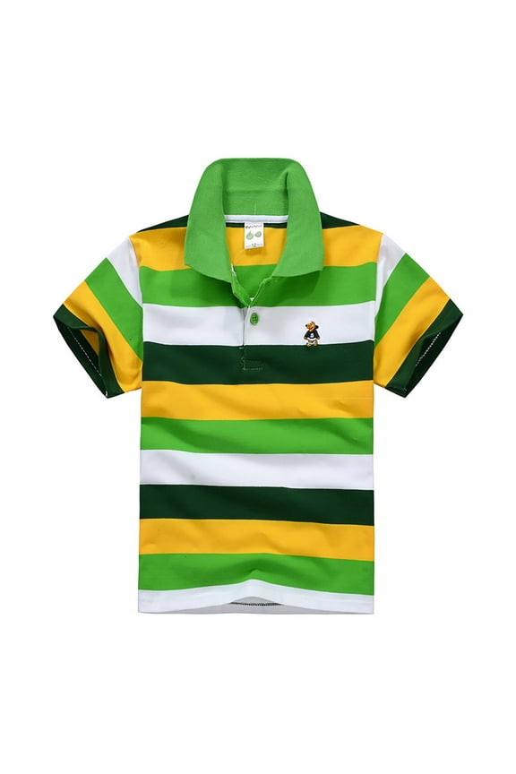 Little Boys Polo Shirt Striped Short Sleeve T-Shirt Casual Summer Comfortable Tshirt