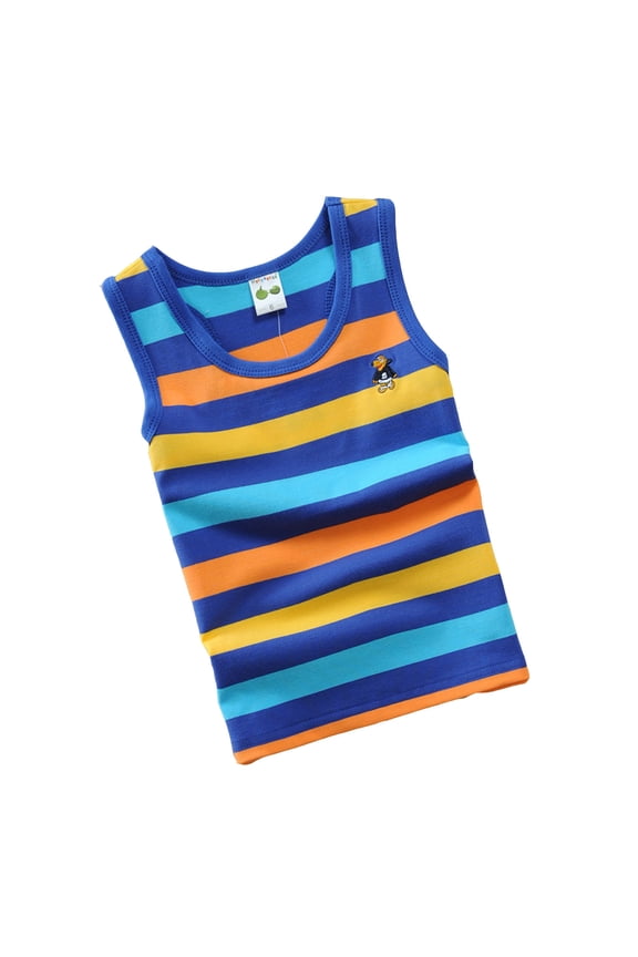 Little Boys Rainbow Striped Tank Top Racerback Sleeveless Shirt, Sizes 3-14