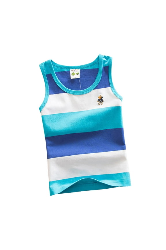 Little Boys Rainbow Striped Tank Top Racerback Sleeveless Shirt, Sizes 3-14