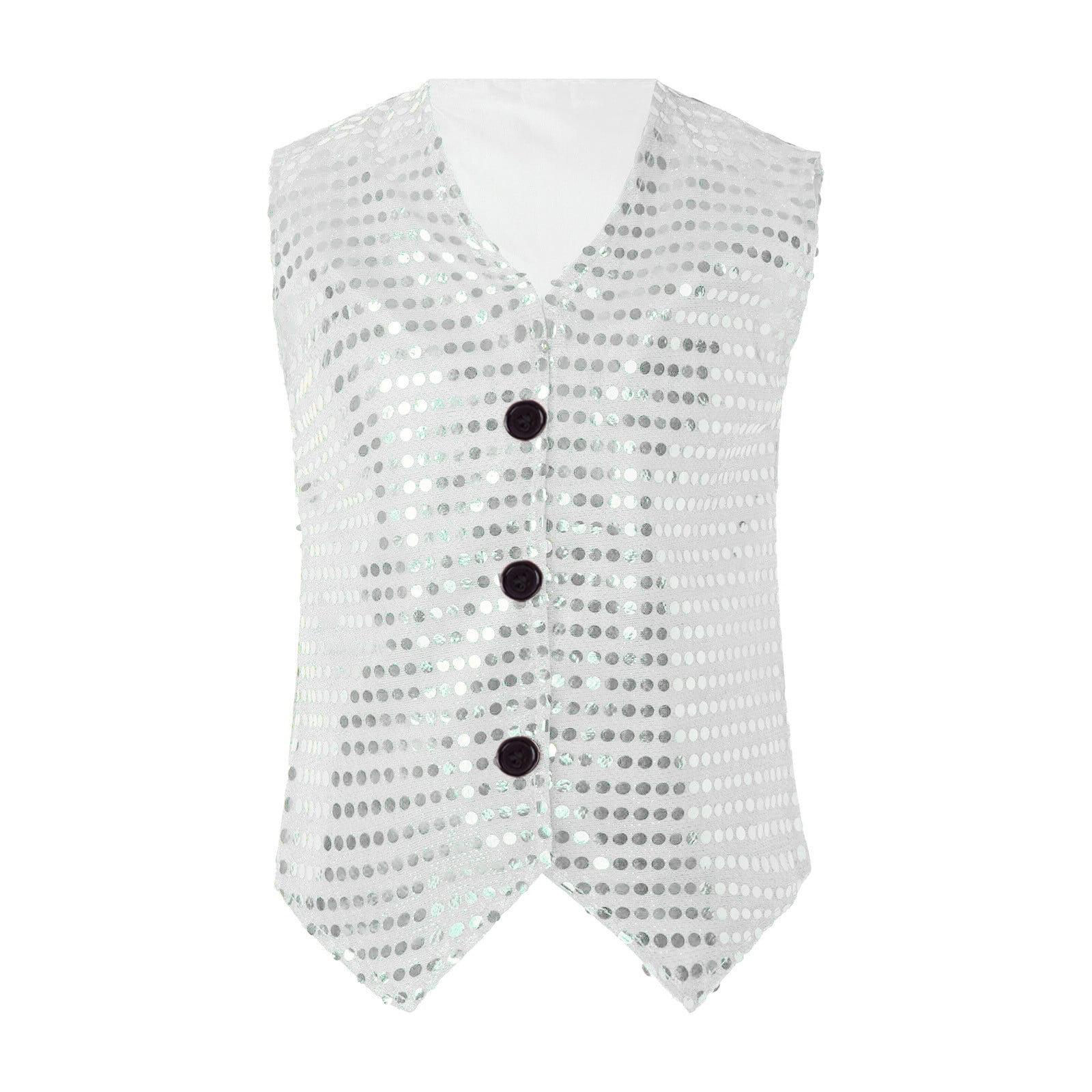 WOYY Little Boys Sequin Glitter Vest Party Dance Button Down 